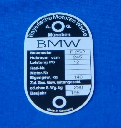Typenschild R25/2 V